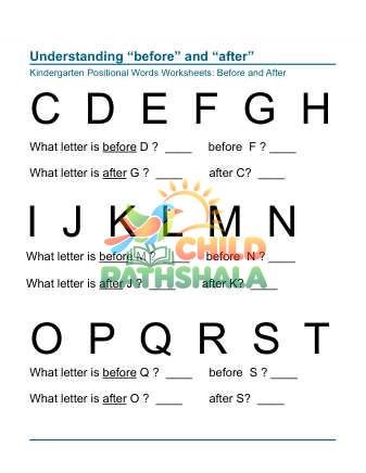 Preview of Positional Words Before After 3