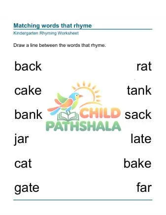Preview of Rhyming Worksheet Match Words
