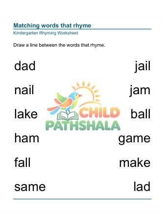 Rhyming Worksheet Match Words 2