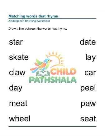 Rhyming Worksheet Match Words 4