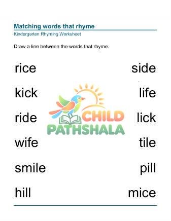 Rhyming Worksheet Match Words 6 Worksheet for Kindergarten