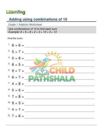 Preview of Adding Combinations Of Ten
