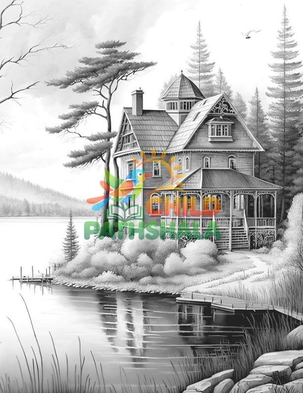 Lake Houses Lakehouses Dark Tiny Houses Worksheet for Handwriting