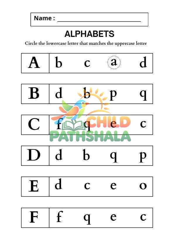 Matching Part 1 Worksheet for Handwriting