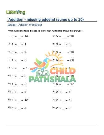 Adding Missing Addend Sum Under 20 C