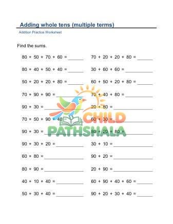 Adding Whole Tens Multiple Terms E