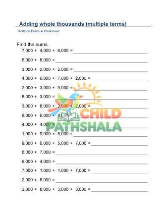 Adding Whole Thousands Multiple Terms E
