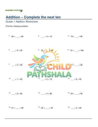 Addition Complete Next Ten A