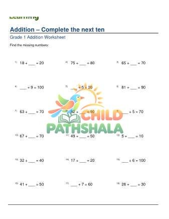 Addition Complete Next Ten D