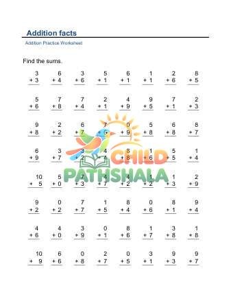 Preview of Addition Facts Practice A