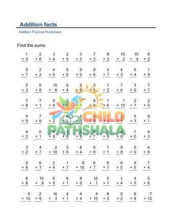 Preview of Addition Facts To 10 B