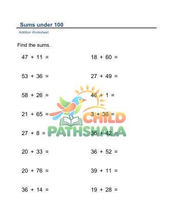 Addition Horizontal Sums Under 100 B