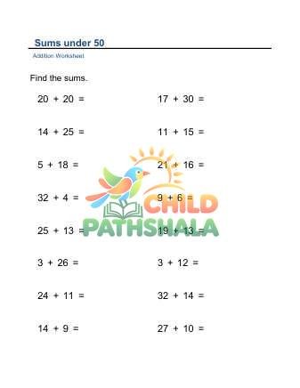Addition Horizontal Sums Under 50 B