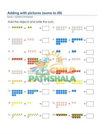 Preview of Addition Pictures Sums To 20