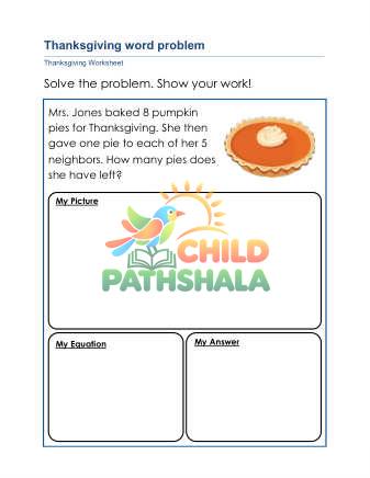 Preview of Thanksgiving Word Problems B