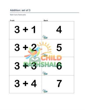 Addition Set 3 4 5 Worksheet for Grade 1