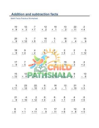 Preview of Addition Subtraction Facts F