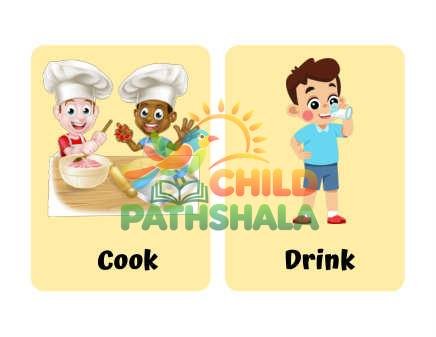 Actions Verbs Flashcards Worksheet for Grade 1
