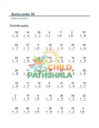 Preview of Addition Vertical 2x1digit Sums Under 50 F