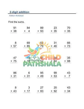 Preview of Addition Vertical 2x2digit