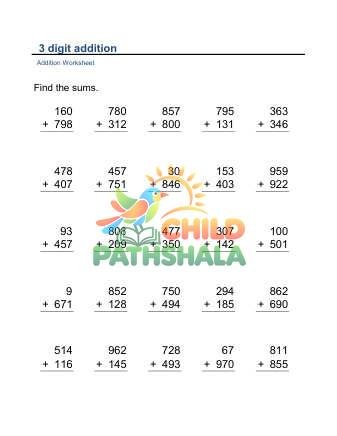 Preview of Addition Vertical 3digit B