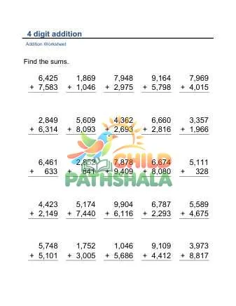 Preview of Addition Vertical 4digit