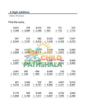 Addition Vertical 4digit D