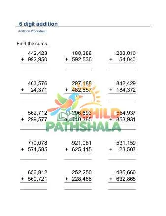 Preview of Addition Vertical 6digit