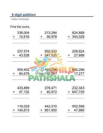 Addition Vertical 6digit C