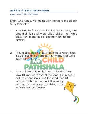 Preview of Addition Word Problems 3 Numbers D