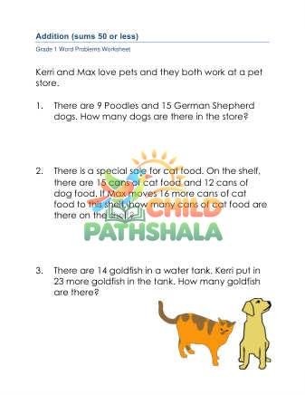 Addition Word Problems 50 B