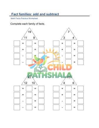 Preview of Fact Families Add Subtract D