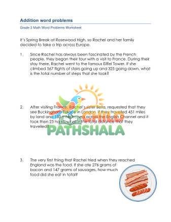 Preview of Grade 3 Addition Word Problems