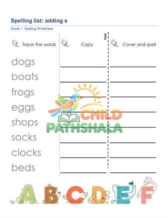 Preview of Spelling List Adding S Words
