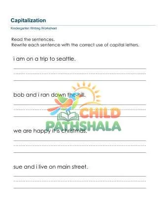 Preview of Capitalization Sentences