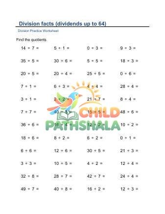 Preview of Division Facts Small E