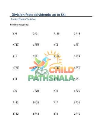 Preview of Division Facts Vertical Small F