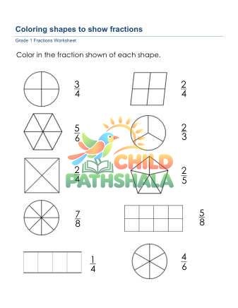 Coloring Fractions Shapes 2