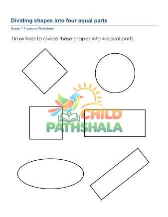 Preview of Fractions Dividing Into 4 Equal Parts
