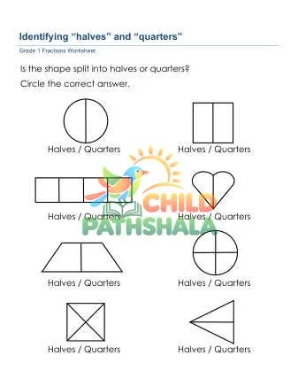 Preview of Fractions Halves Quarters
