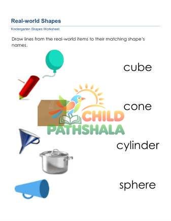 Shapes Real Objects 4 Worksheet for Grade 1