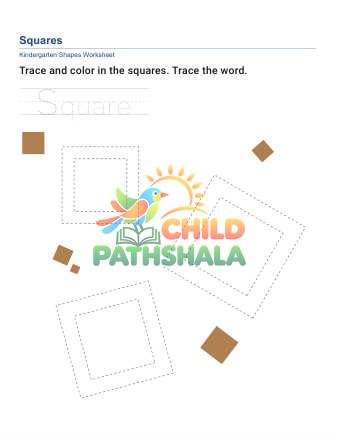 Trace Color Shapes C Worksheet for Grade 1