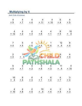 Four Times Table B Worksheet for Grade 1