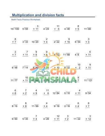Preview of Multiplication Division Facts F