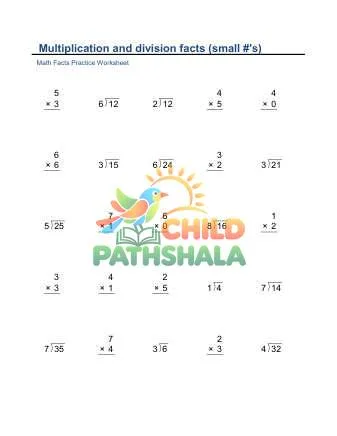 Preview of Multiplication Division Facts Small