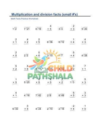 Multiplication Division Facts Small E