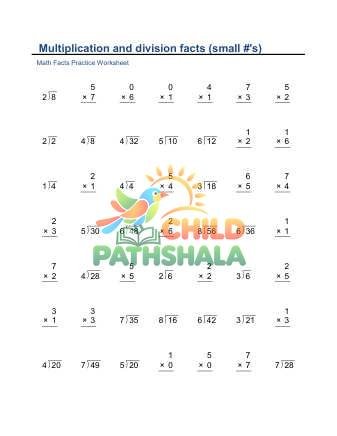 Multiplication Division Facts Small F