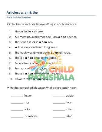 Grammar Worksheet Articles A An The 2