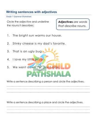 Grammar Worksheet Grade 1 Adjectives 2 Worksheet for Grade 1