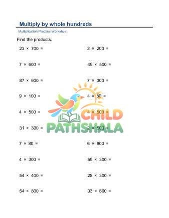 Multiply By Whole Hundreds D Worksheet for Grade 1